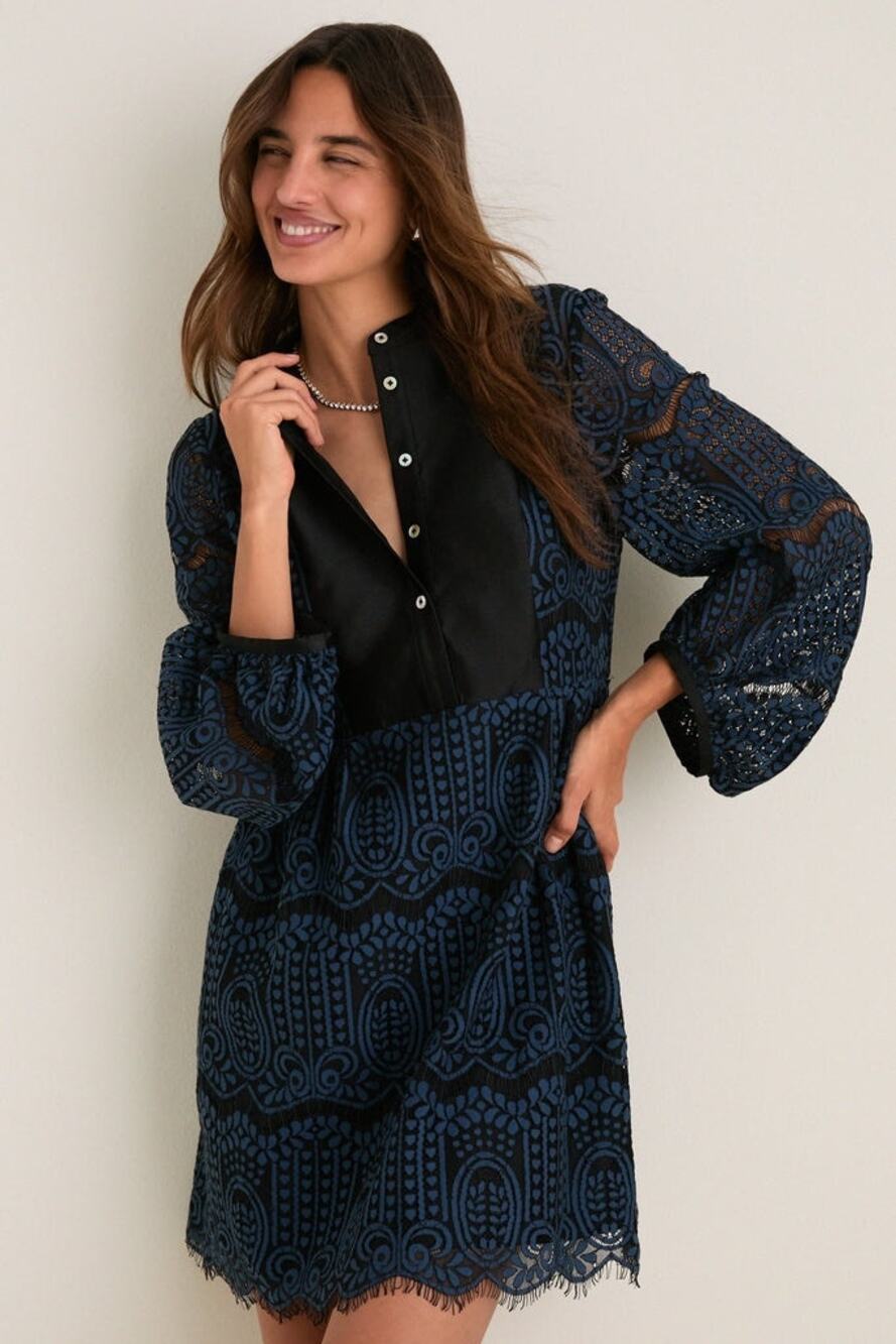 TUCKERNUCK Navy Lace Calliope Mini Dress Size L NWT Retail $198